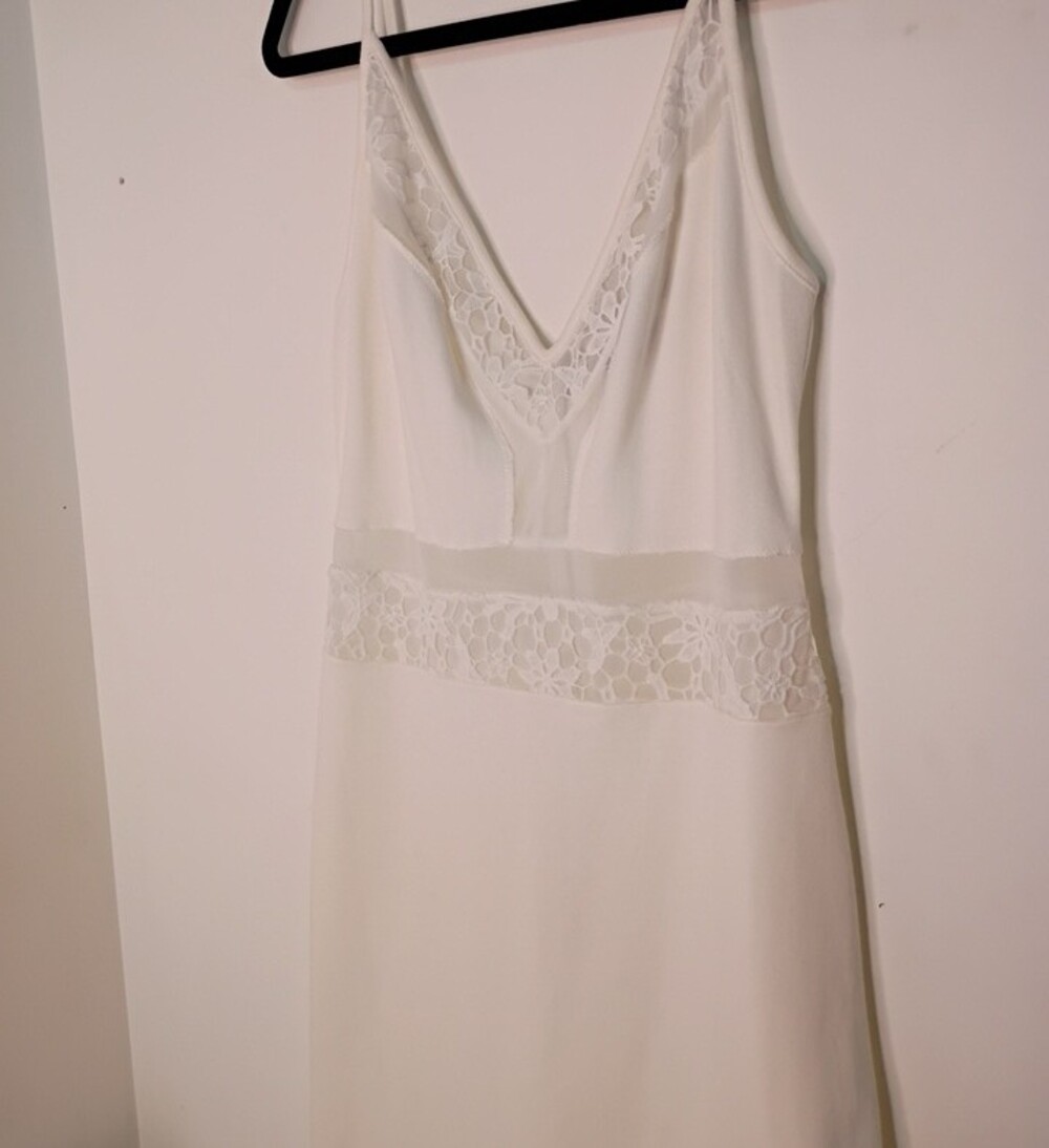 White Lace Trim Slip Light Knit Dress - Women's‎ Summer Beach Intimates - Picture 3 of 11